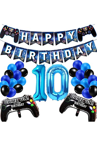 Choice Blue Blue Game Number 10 Birthday Theme Party Decoration Set Number Ba...