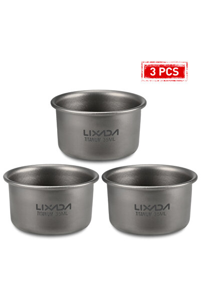 LIXADA 3 قطع 1/3 قطع 35 مل كوب شاي صغير من التيتانيوم للمنزل والمكتب والتخييم...