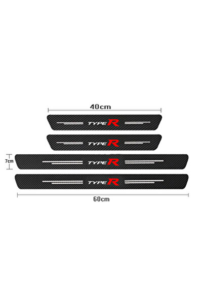 Choice 4Pcs For TYPE R Auto Carbon Fiber Decals Stickers Car Door Threshold S...