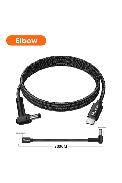 Choice Elbow 100W Type C to DC Notebooks Charging Cable USB C to DC 5.5x2.1mm...