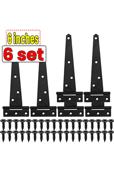 choice2 StyleC -6set 3/4/6 Inch Black T-Strap Hinges Rustic Gate Strap Hinge ...