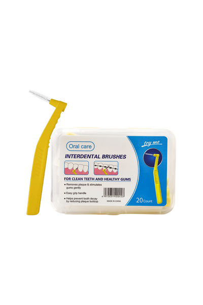 Choice 0.7mm Yellow 20pcs L-shaped 0.6-1.2mm Interdental Brushes. Remove Plaq...