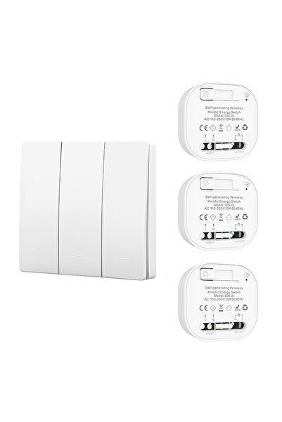 Choice3 white 3gang 1v3 Battery Free RF433 Household Wireless Wall Switch Wir...