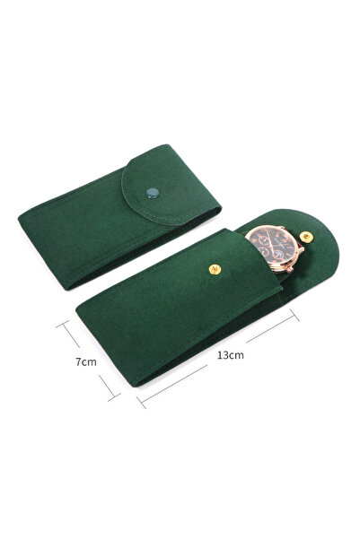 choice2 Green High End Flip Top Buttoned Thickened Watch Velvet Bag Portable ...