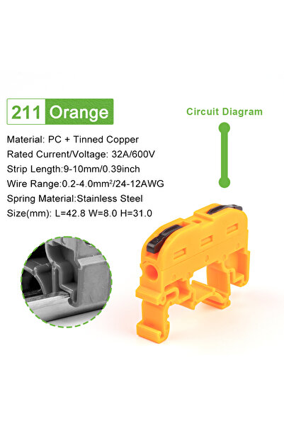 Choice1 10PCS 211O 10pcs Din Rail Terminal Block Wire Connector 211 Quick Wir...