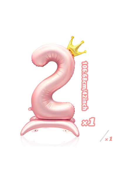 Choice 42inch Number 2 42 inch vertical pink digital balloon 0-9 with crown, ...