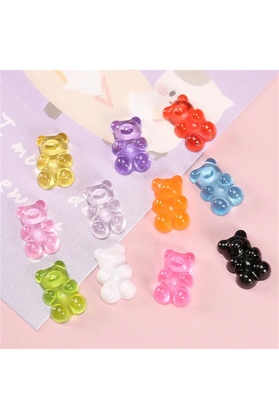 Choice 50pcs Mixed 50pcs 3D Cartoon Jelly Bear Nail Art Resin Charms Rhinesto...