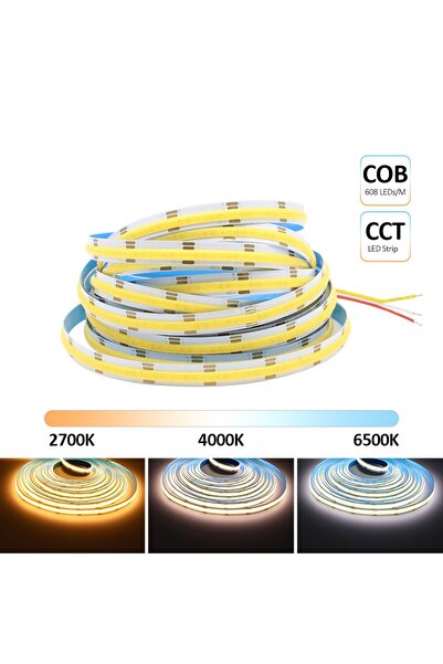 Choice 24V 5m 5M COB CCT LED Strip 12V 24V DC 608LEDs FCOB LED Light Dimmable...