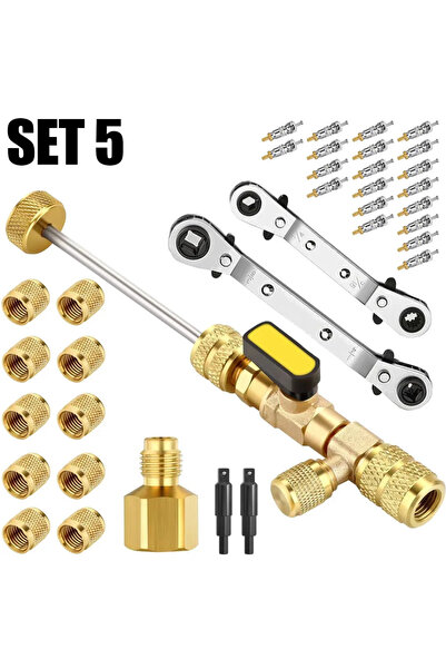 Choice4 Set 5 Valve Core Remover Schrader Valve Refrigerant Tool Installer Ki...