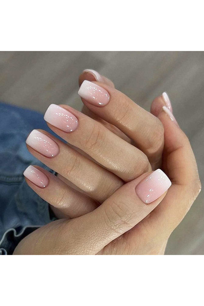 Choice MULTI 24pcs/set short square fake nails for women cute bride heart whi...
