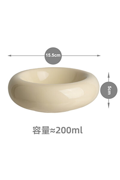 Choice3 Yellow Cat Bowl Ceramic Cat Bowl Dish Pet Bowl Donut Shape Cat Food B...