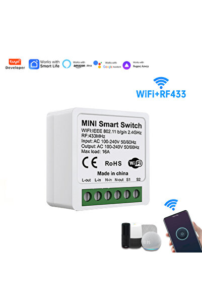 choice2 wifi RF433 receiver Mini WiFi Smart Switch with RF433 Remote, 16A Voi...