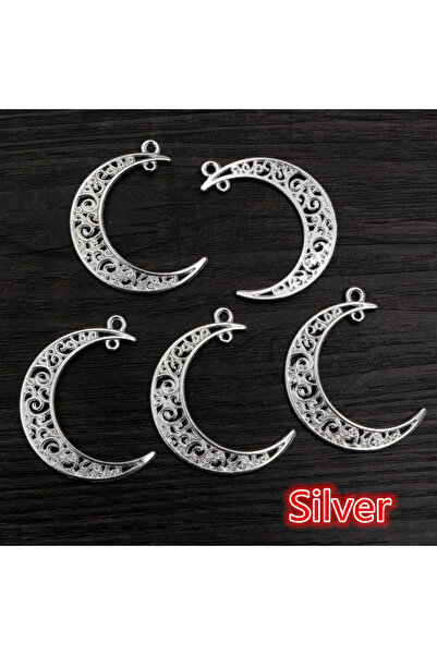 Choice Silver 41x30mm 10pcs 6 Colors Plated Moon Style Handmade Charms Pendan...