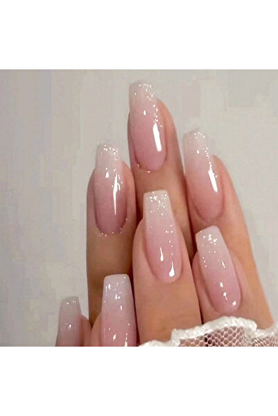 Choice Orange 24pcs/set short square fake nails for women cute bride heart wh...