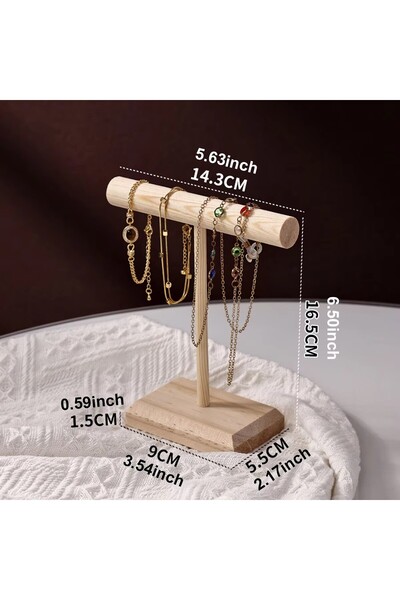 Choice3 Small-yellow 1pc Solid Wood T-shaped Jewelry Bracelet Display Stand L...