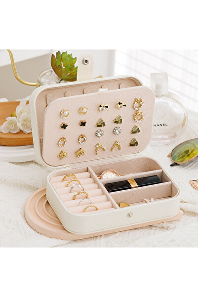 Choice WHITE Portable Jewelry Storage Box Travel Organizer Jewelry Case Leath...