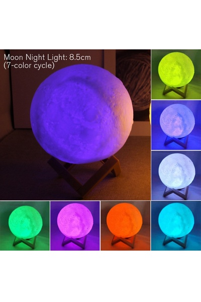 Choice 7color RGB Moon Lamp LED Night Light Battery Powered With Stand Starry...