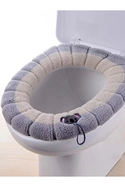 Choice Light Grey 1pc Stitched Color Portable Knitted Toilet Mat Thickened Wa...