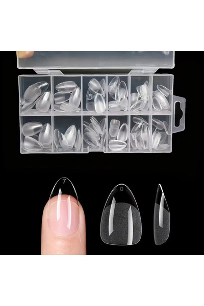 Choice 120 Short Almond 120-Piece Long Almond-Shaped False Nails Set, Pre-Mad...