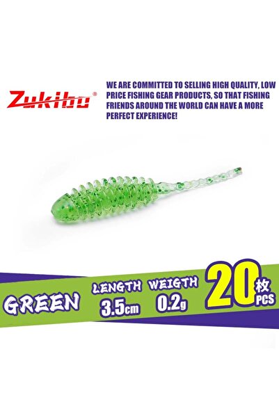 Choice 20pcs With Bag Green 3.5cm 0.2g ZUKIBO New 20pcs Fishing Tiny Worm Bai...