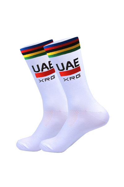 Choice5 One Size MULTI White UAE Cycling Socks FDJ TEAM Lightweight Large Mes...