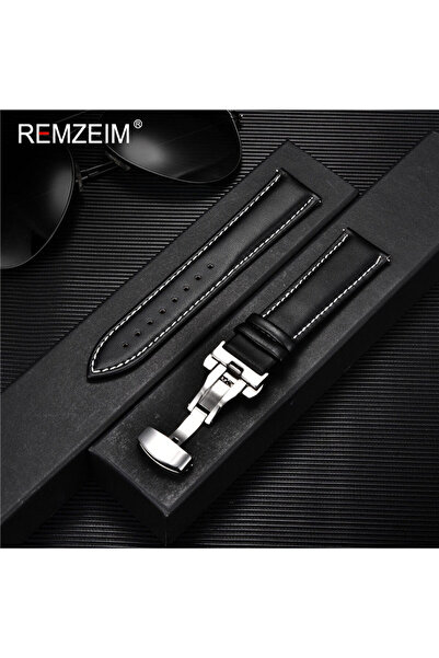 Choice9 20mm Black-w-s Casual Business Leather Watchband 18mm 20mm 22mm 24mm ...