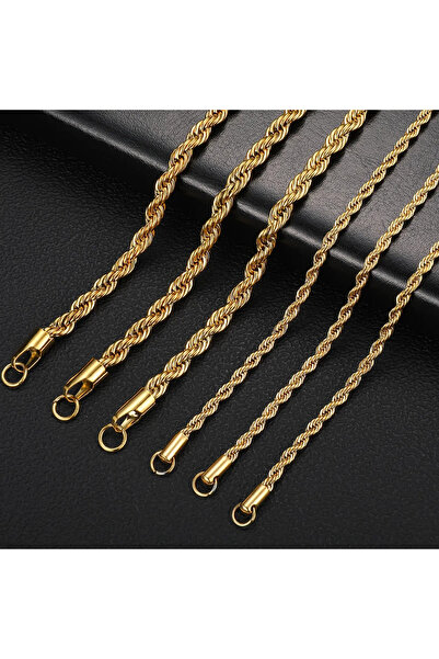 Choice 20inch 50cm 2MM 2-6MM Gold Color Twisted Rope Chain Necklace Stainless...