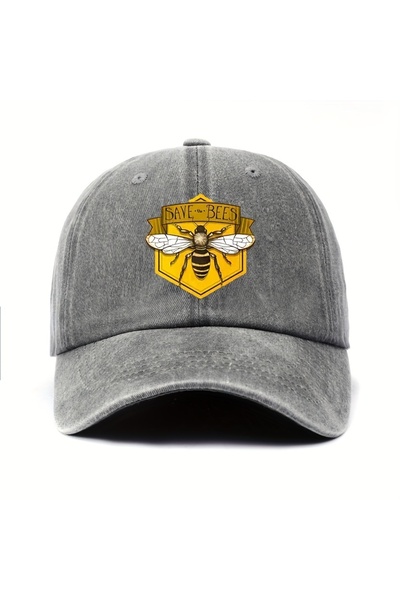 Choice3 Adjustable GRAY Bee print baseball cap with simple design for men and...