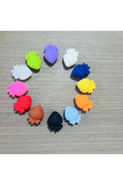 Choice11 12 pcs strawberry Reusable Silicone Wine Glass Charms Drink Marker B...