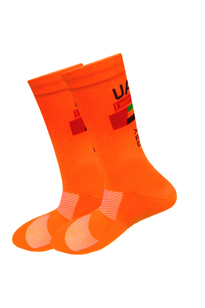 Choice9 One Size Orange White UAE Cycling Socks FDJ TEAM Lightweight Large Me...