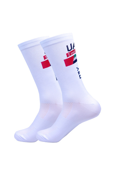 Choice10 One Size Ivory White UAE Cycling Socks FDJ TEAM Lightweight Large Me...