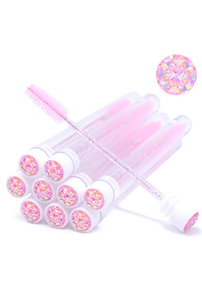 Choice3 10pcs pink 10Pcs Sparkling Reusable Eyelash Brushes Mascara Wand In T...