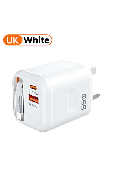 Choice UK-White 2Ports USB Charger QC3.0 PD30W Fast Charging Wall Charger Wit...