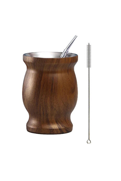Choice ship in 24 hours Brown 304 Stainless Steel Yerba Mate Cup 8oz Double W...