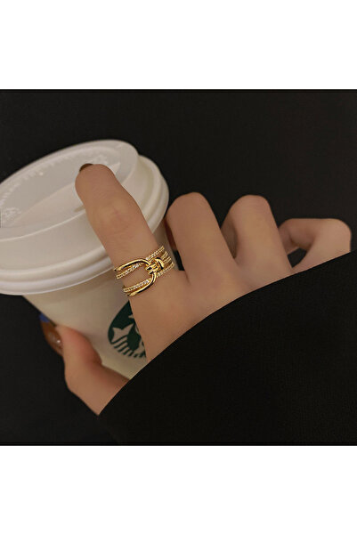 Choice Gold Luxury Double Layers Zircon Rings for Women Gold Plated Opening S...