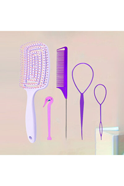 Choice Purple 5pcs 4/5pcs/Set Hair Loop Tool Set 2pcs French Braid Tool Loop ...