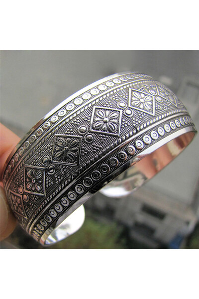 Choice1 A4 Vintage Antique Silver Color Animal Snake Flower Pattern Bangles F...