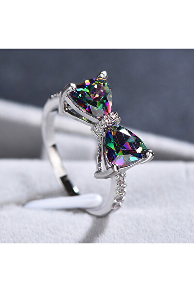 Choice 11 F1647 Huitan Personality Multi-colored CZ Bow Rings for Women Fancy...