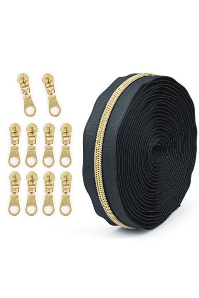 Choice12 5# 053 Contrast Color Zipper) Set = 4.5m Zipper + 10 Zipper Puller, ...