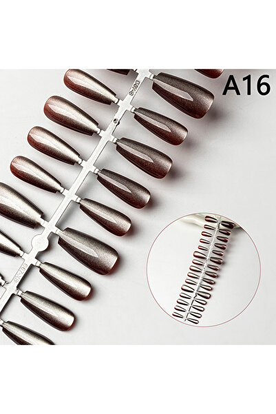 Choice16 A16 30Pcs Nails Handmade Gradient Cat's Eye Press On Fake Nails Medi...