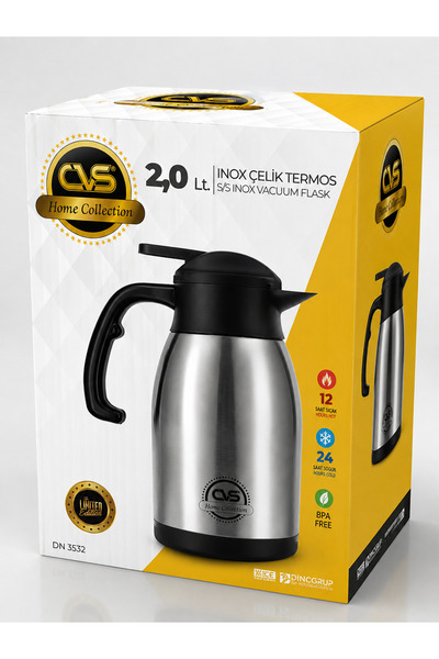CVS Premium Paslanmaz Çelik Çift Duvarlı 12 Saat Isı Korumalı 2 Lt Piknik Kam...