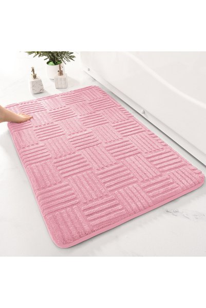 Choice 40x60cm Pink Thickened absorbent striped floor mat solid color bathroo...