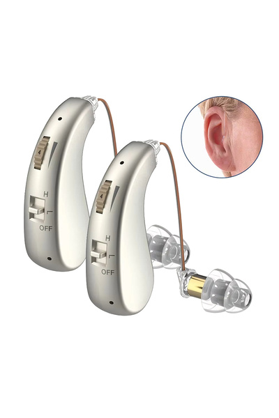 Choice1 Silver 2PCS Hearing Aids Rechargeable Digital Hearing Amplifier for S...