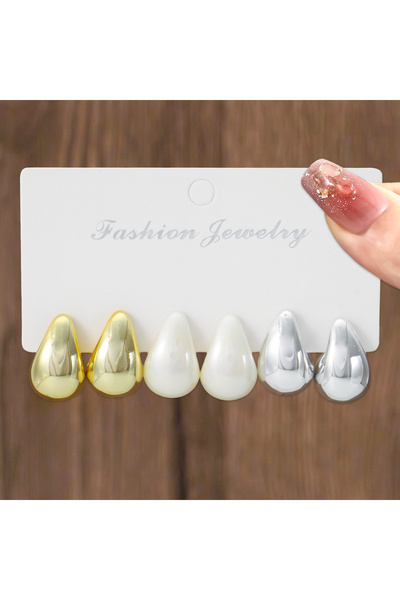 Choice Style 3 6Pcs Classic Multi Color Thick Water Drop Stud Earrings Vintag...