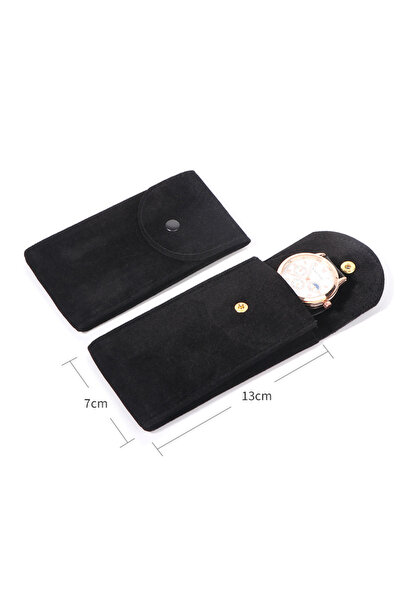 Choice Black High End Flip Top Buttoned Thickened Watch Velvet Bag Portable D...