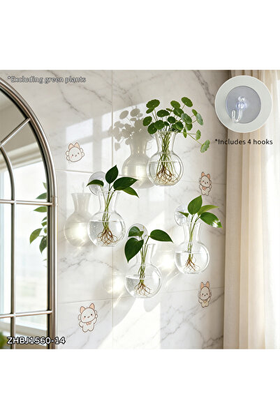 Choice7 4 Pcs Creative Semi Circular Class Wall Mounted Vase Flower Plate Pla...