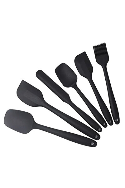 Choice Black 6 Pieces Silicone Spatula Set Food Grade Non Stick Heat Resistan...