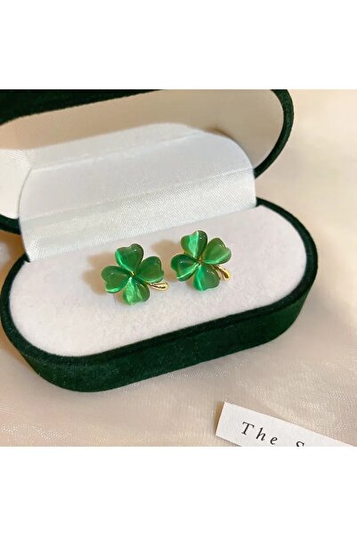 Choice Green Fashion Korean Style Green Heart Clover Stud Earrings for Women ...