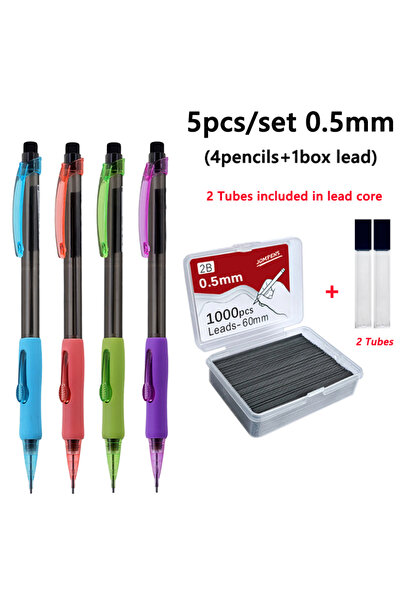 Choice1 5pcs set 0.5mm 0.5 0.7 0.9mm Side Press Mechanical Pencils Set with 1...