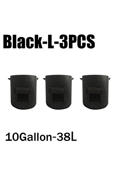 Choice23 Black-L-3PCS 3Styles Felt plant grow bags nonwoven fabric garden pot...